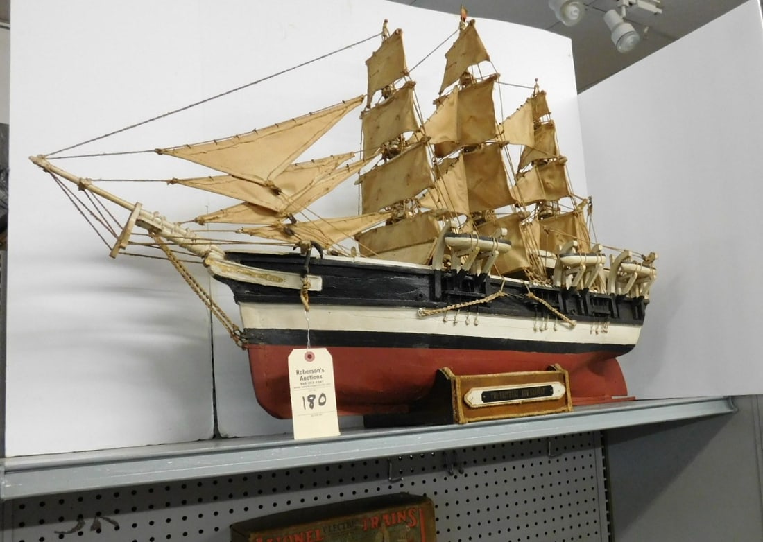 Replica of "Two Brother's" Whaling Ship: Custom Made "Two Brother's" Whaling Ship built by Herman Moniz, Fairhaven, MA in GD Cond. - 45"L x 11"D x 33"H