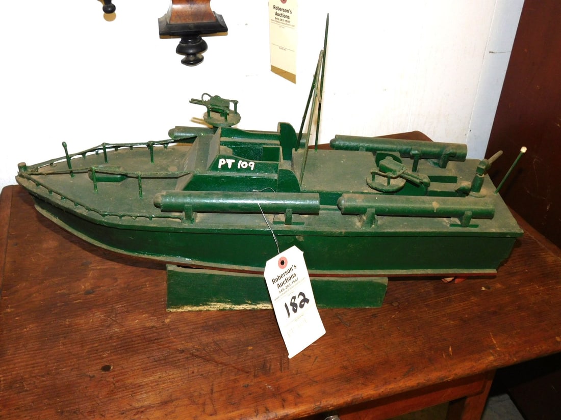 Custom Made Patrol Torpedo Boat: Custom Made Patrol Torpedo Boat Marked PT 109 Built by Herman Moniz, Fairhaven MA in GD Cond.