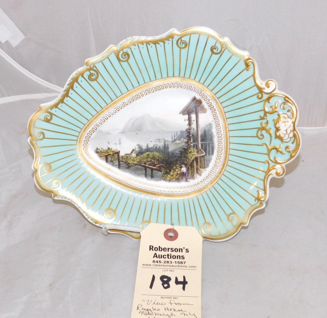 Staffordshire Shell Shaped Dish: Staffordshire Shell Shaped Dish - View from Ruggles House, Newburgh, NY, Att. to Alcock Staffordshire in VG. Cond. - 8-1/2" x 11"