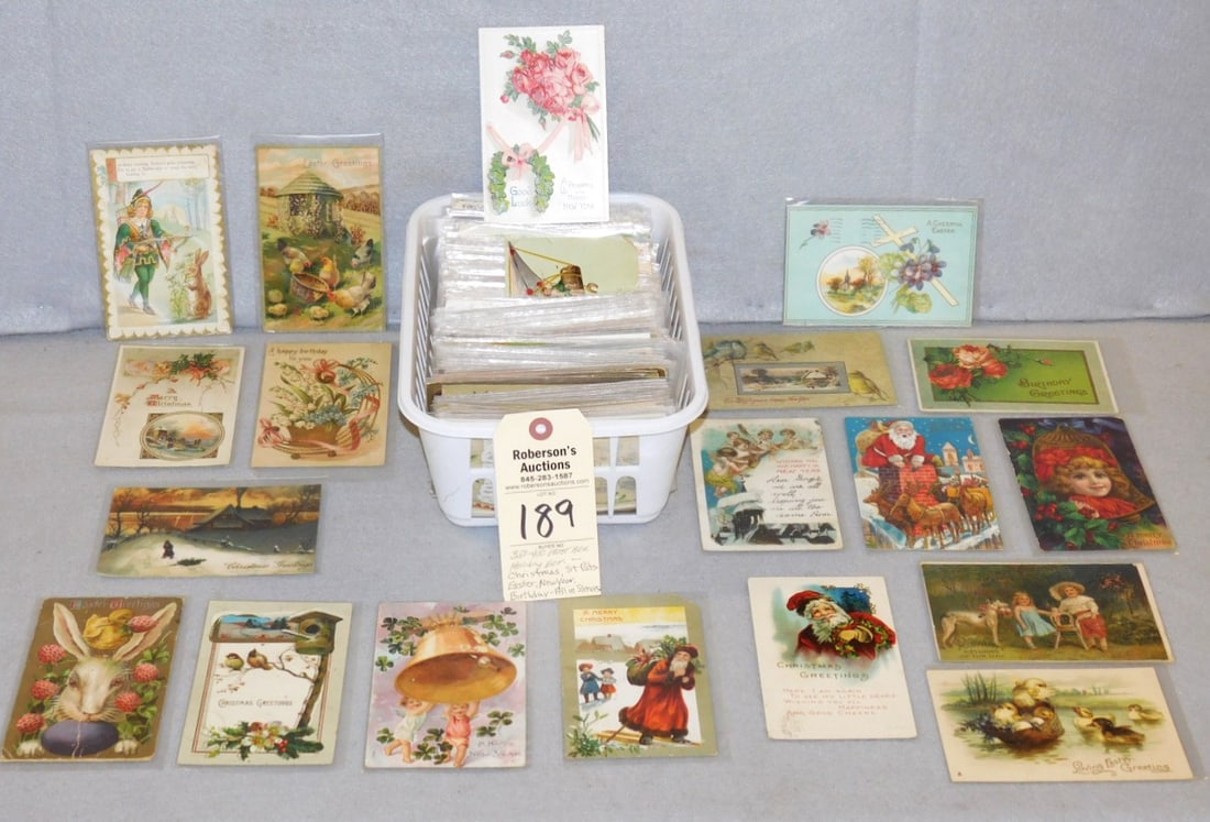 Approx. 350-400 Postcards: Approx. 350-400 Postcards- Holiday, Greeting, Christmas, ST.Pat's, Easter, New Years,Birthday-All in Sleeves in GD Cond.
