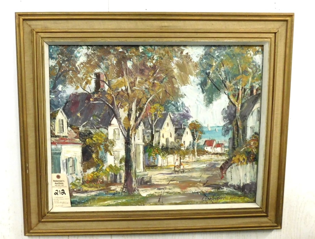 22" x 28" O/C Sea Town Scene (1 of 2)