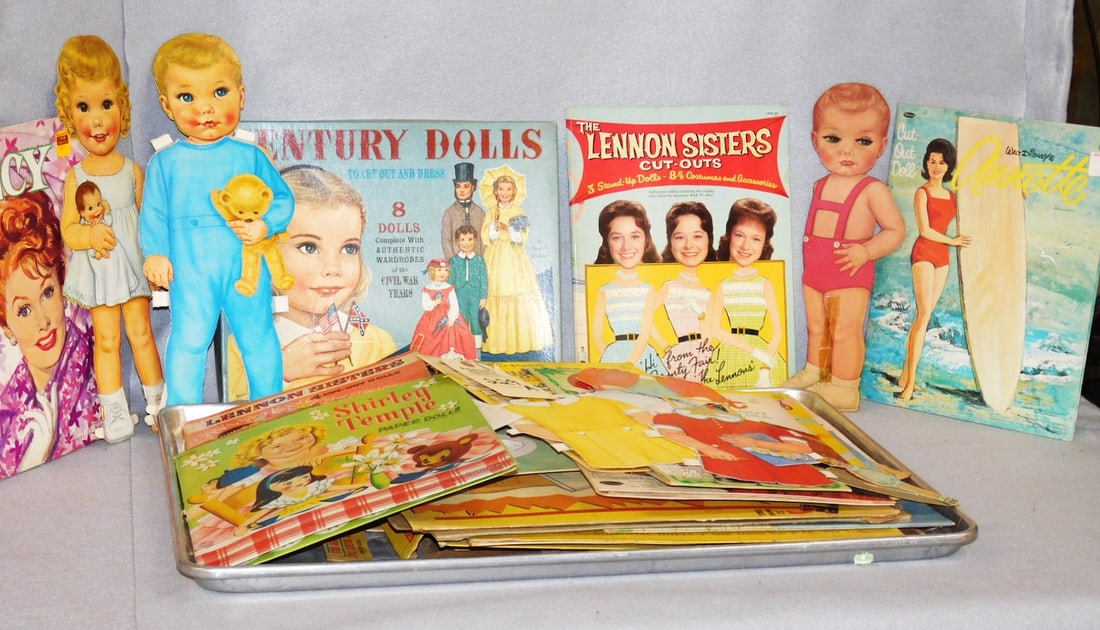 Vintage Paper Doll Lot: Vintage Paper Doll Lot incl. Lennon Sisters, Lucy, Annette, Lg. Children with One with Moving Eyelashes, Shirley Temple, Hayley Mills in Gd. Cond.