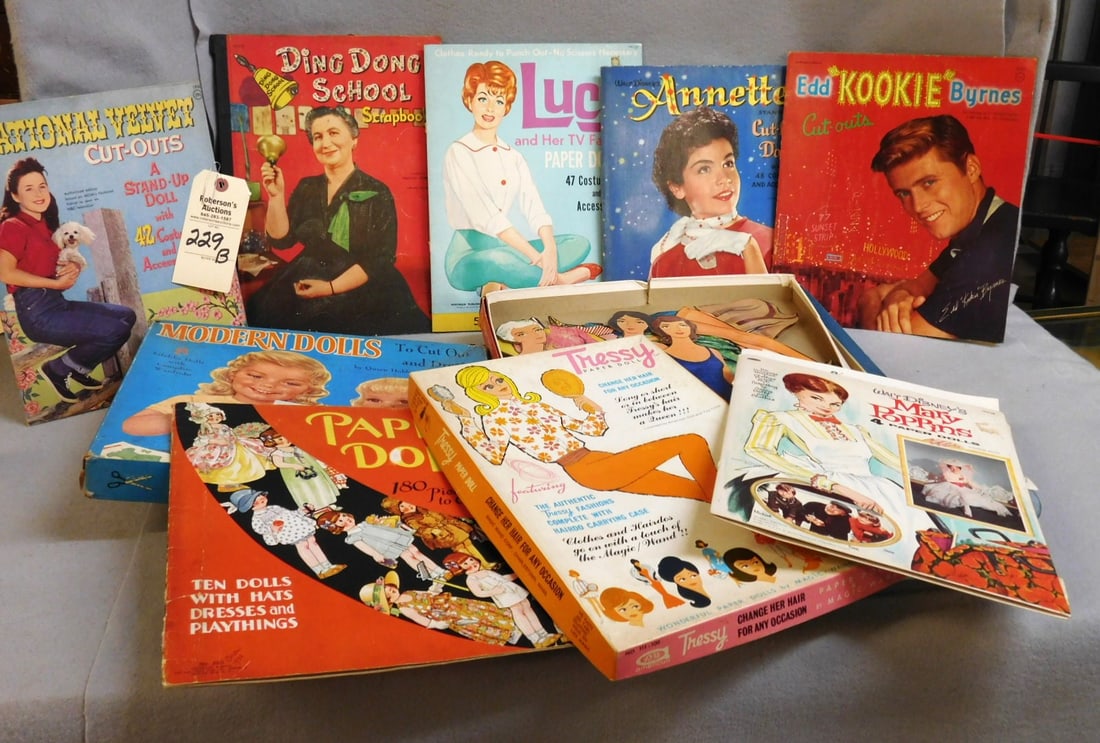 Vintage Paper Doll Lot: Vintage Paper Doll Lot incl. National Velvet, Lucy, Annette, Kookie, Lg. Paris Model Dolls, Ding Dong School Journal, & More in Gd. Cond.
