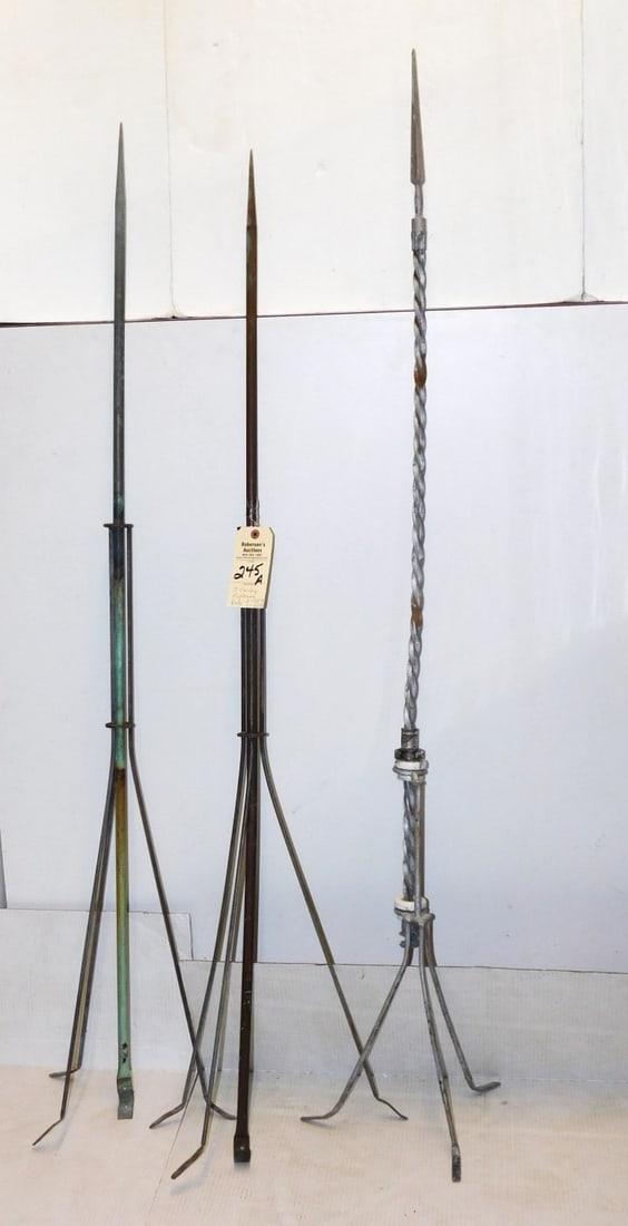 3 - Early Lightning Rods: 3 - Early Lightning Rods - 2 - 60"H.; 1 - 65"H. in Gd. Cond.