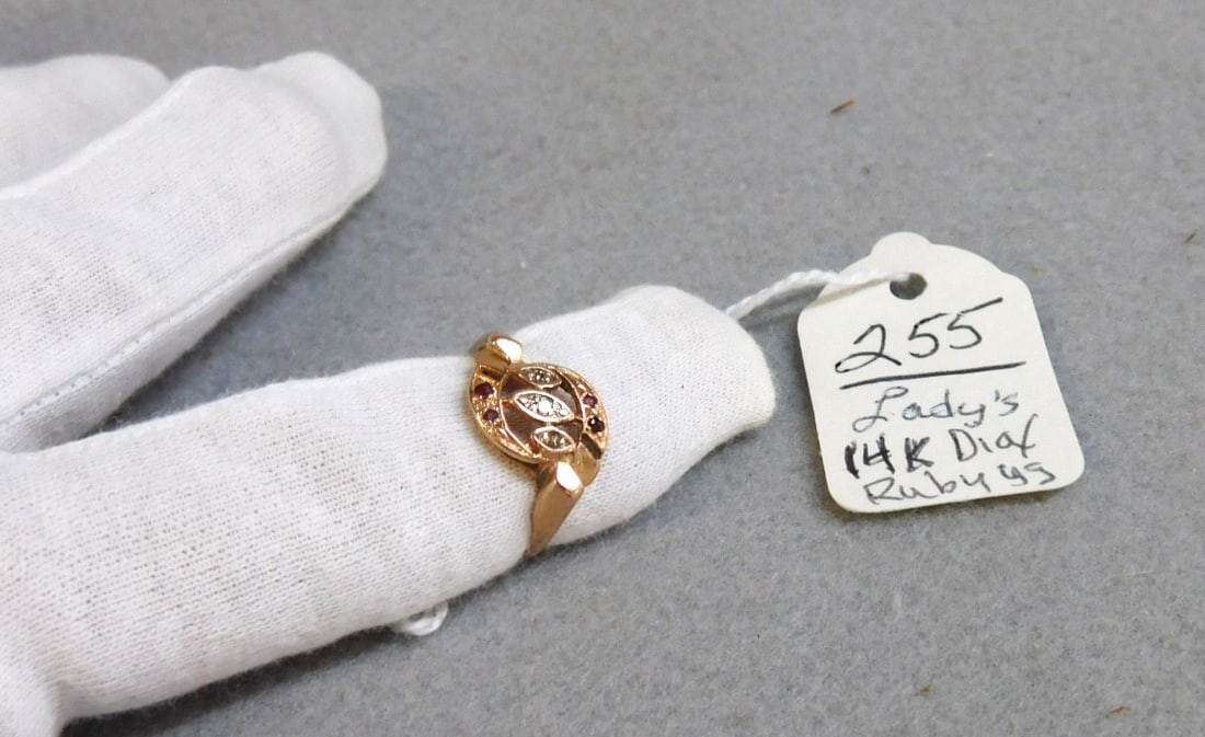 14K yg Diamond/Ruby Lady's Ring (1 of 1)
