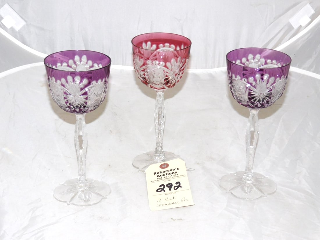 3 - 7 3/4" H.Cut Glass Stemware Pcs. (1 of 1)