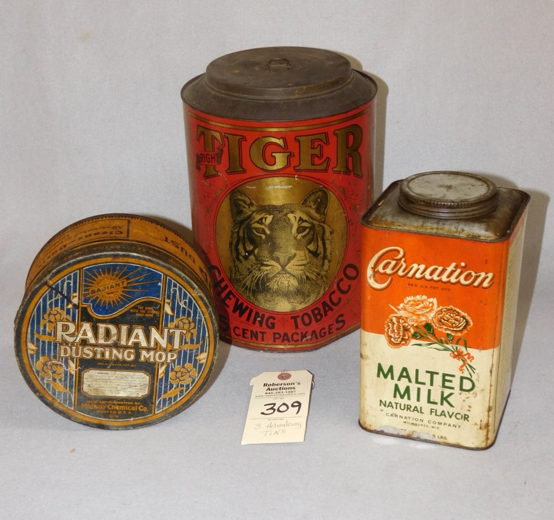 3 Advertising Tins w/Nice Graphics (1 of 1)