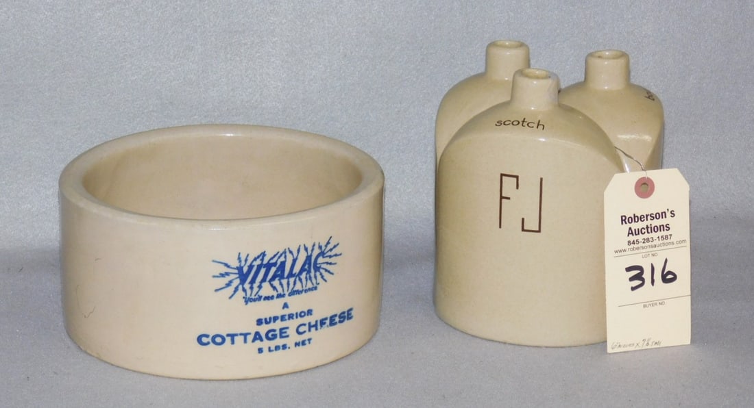 Stoneware Cheese Dish & Liquor Bottles (1 of 5)