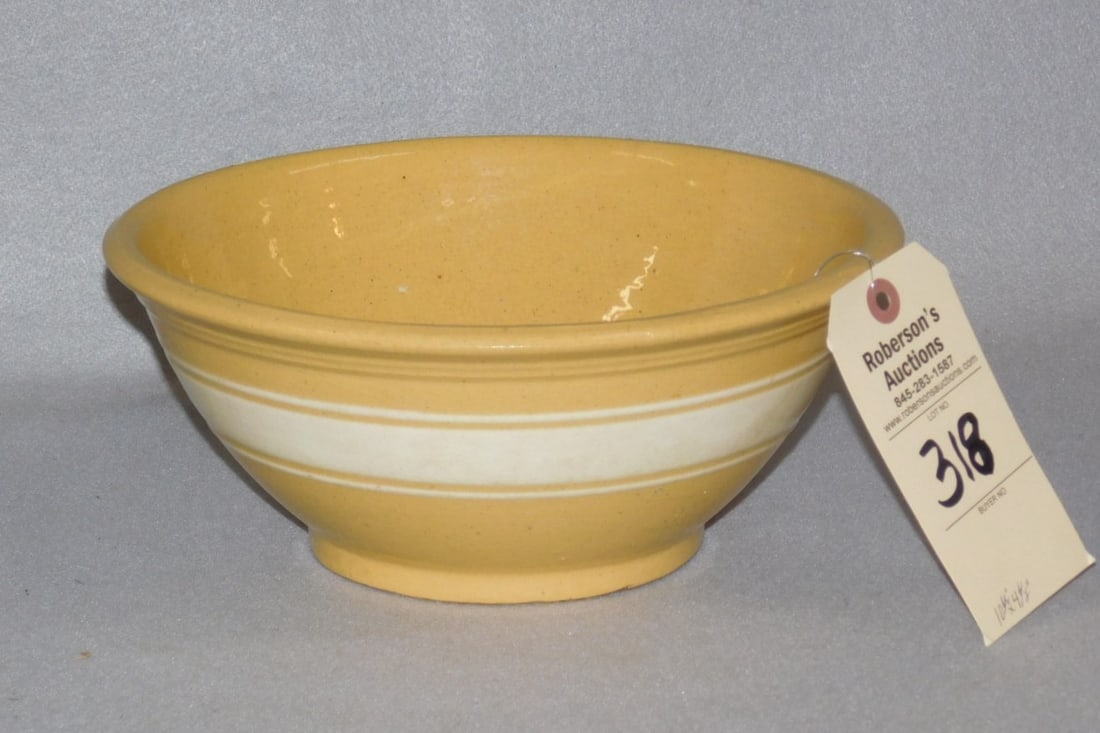 Lg. Banded Yelloware Bowl: Lg. Banded Yelloware Bowl in GD Cond. 10 1/2"D x 4 1/2"H