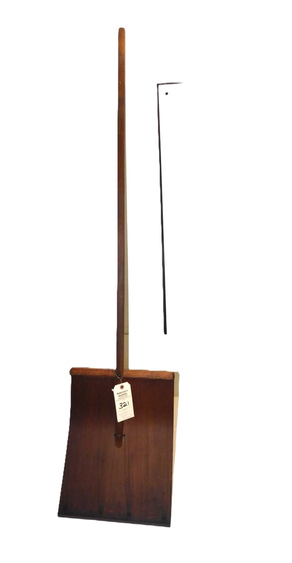 Early Wooden Grain Shovel: Lg. Early Wooden Grain Shovel in GD Cond. (Has Splint in Shovel Head) 61"H x 14"W
