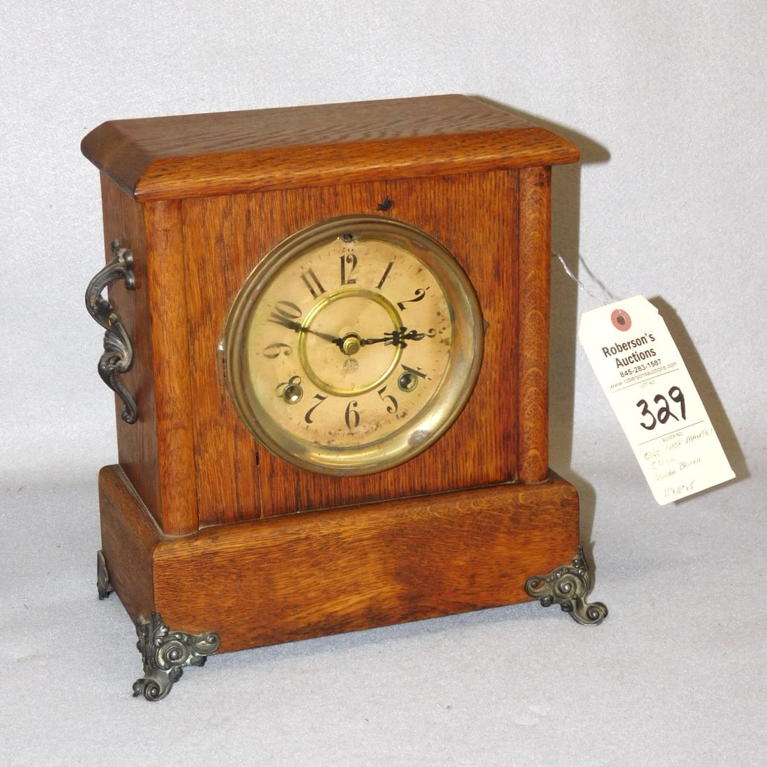 New Haven Oak Mantle Clock: New Haven Oak Mantle Clock, New Haven Ct. C. 1910 in GD Cond. - 11 1/2"H x 11"W x 6"D