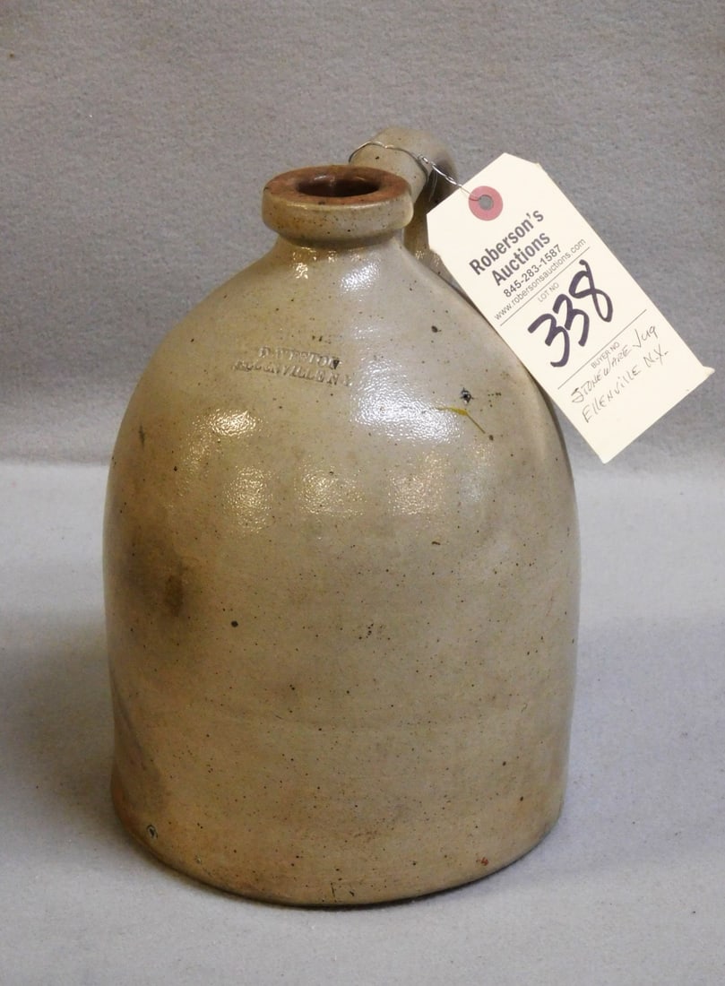 1 Gal. Stoneware Jug: 1 Gal. Stoneware Jug - "D. Weston- Ellenville, NY" in GD Cond. - 11"H