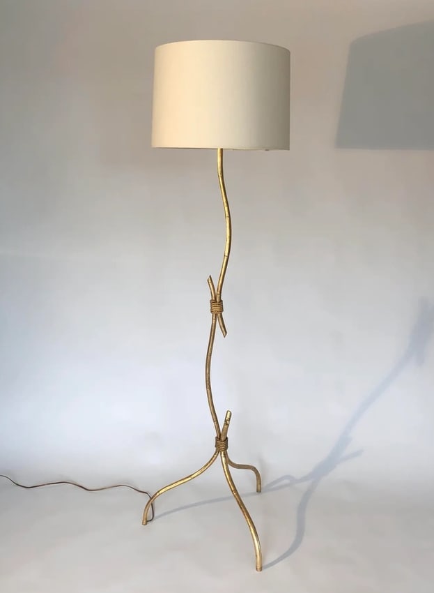A Dessin Fournir Gold Gilded Faux Bamboo Metal Floor Lamp (1 of 9)