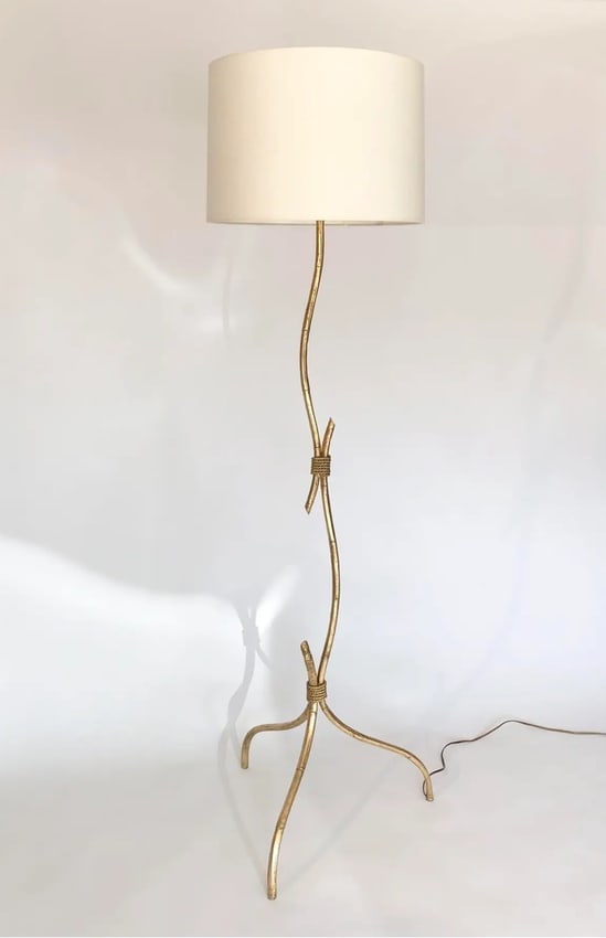 Dessin Fournir Gold Gilded Faux Bamboo Metal Floor Lamp (1 of 8)