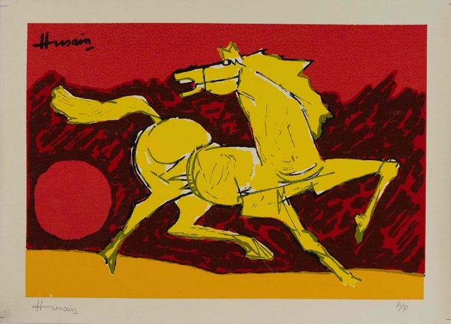 MAQBOOL FIDA HUSAIN (1915-2011) HORSE SERIGRAPH IN COLOURS, ARTIST'S PROOF, SIGNED 'HUSSAIN' (1 of 3)