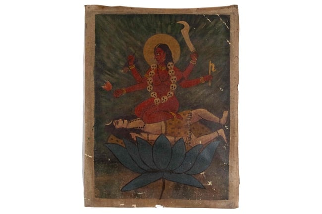 EARLY 20TH CENTURY RARE BENGAL SCHOOL PAINTING OF GODDESS KALI IN FIERCE TANTRIK FORM (1 of 1)