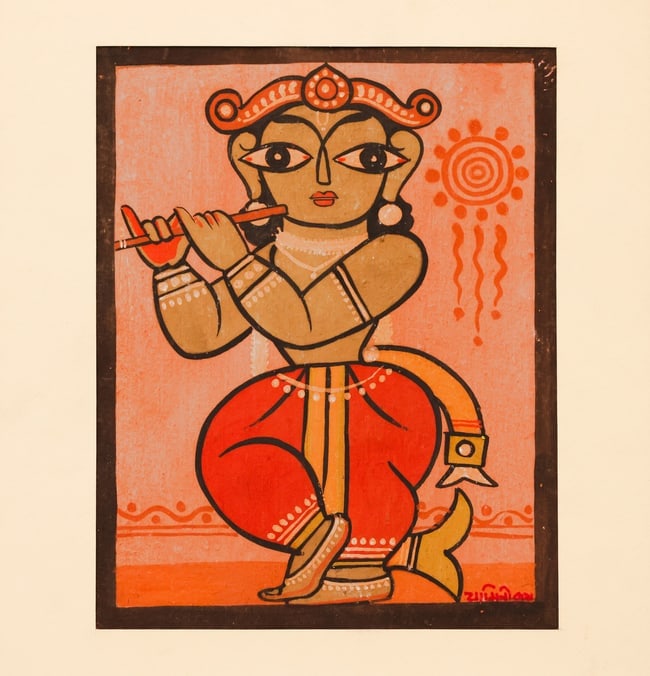 JAMINI ROY (1887-1972) GOUACHE ON PAPER: JAMINI ROY (1887-1972) GOUACHE ON PAPER 12 X 9.5 INCHES THESE PAINTINGS ARE HIGHLY SOUGHT AFTER, MUCH LIKE THOSE BY RENOWNED ARTISTS SUCH AS S.H. RAZA, F.N. SOUZA, AKBAR PADAMSEE, HEMENDRANATH MAZUMD