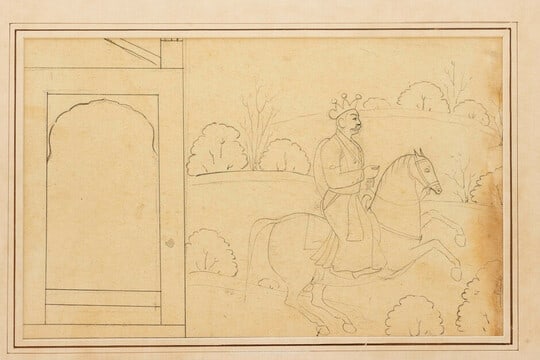 RARE INDIAN PAHARI SKETCH, 18TH CENTURY A FINE AND INTRICATE SKETCH FROM THE PAHARI SCHOOL (1 of 1)