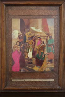 RAJA RAVI VARMA (1848-1906) THE VICTORY OF INDRAJIT OFFSET LITHOGRAPH 1905 38.5 X 29.5 CM: RAJA RAVI VARMA (1848-1906)THE VICTORY OF INDRAJITOFFSET LITHOGRAPH 1905AFTER THE PAINTING AT THE SRI JAYACHAMARAJENDRA ART GALLERY, MYSORE CITY38.5 X 29.5 CM. THESE PAINTINGS ARE HIGHLY SOUGHT AFTER,