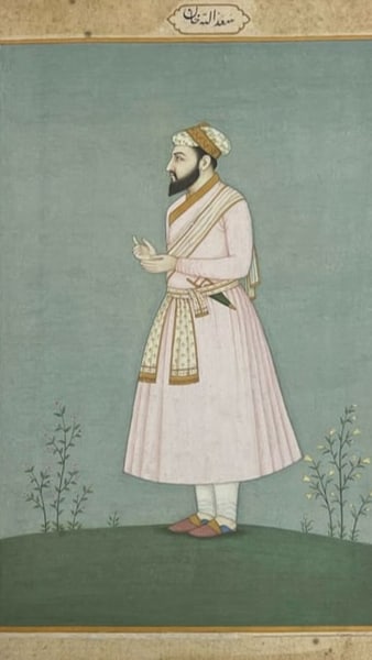AN ISLAMIC MUGHAL MINIATURE PORTRAIT OF EMPEROR SHAHJAHAN, 19TH CENTURY. APPROXIMATELY 30.5X22CM (1 of 1)