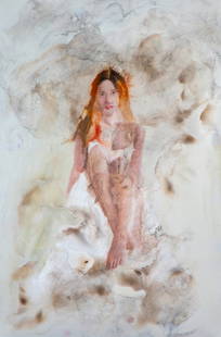 TRIBADISM BY JORVIK OIL ON PANEL: TRIBADISM BY JORVIK OIL ON PANELA STRIKING AND PROVOCATIVE WORK BY THE ELUSIVE ARTIST JORVIK, 'TRIBADISM' EXPLORES THEMES OF INTIMACY, POWER, AND FEMININITY THROUGH BOLD BRUSHSTROKES AND SEDUCTIVE COM