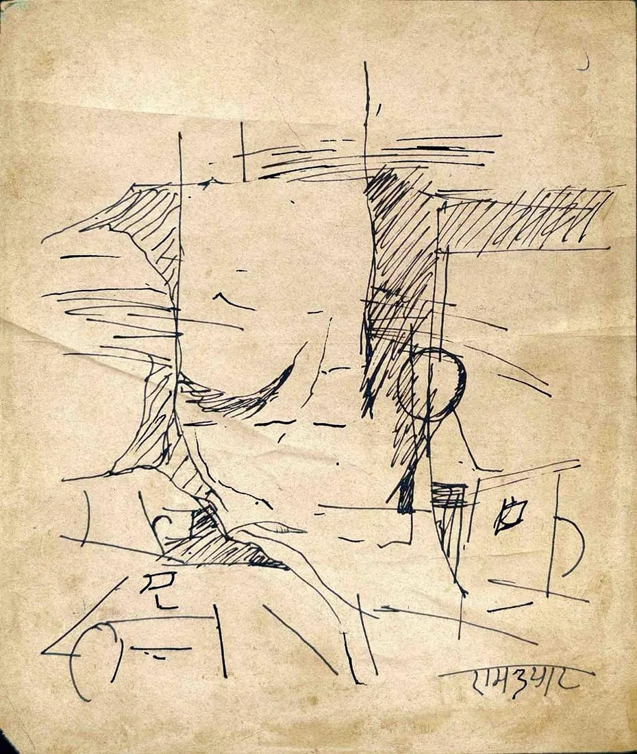 RAMKUMAR (INDIA, 1924–2018) INK ON PAPER UNTITLED (ABSTRACT ARCHITECTURAL STUDY) (1 of 1)