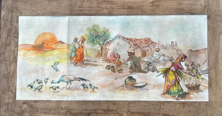 NARAYAN SHRIDHAR BENDRE (1908–1991) – UNTITLED VILLAGE SCENE, WATERCOLOR ON PAPER: NARAYAN SHRIDHAR BENDRE (1908–1991) – UNTITLED VILLAGE SCENE, WATERCOLOR ON PAPER NARAYAN SHRIDHAR BENDRE (1908–1991) WAS ONE OF INDIA’S MOST CELEBRATED MODERNISTS, RENOWNED FOR HIS POETIC
