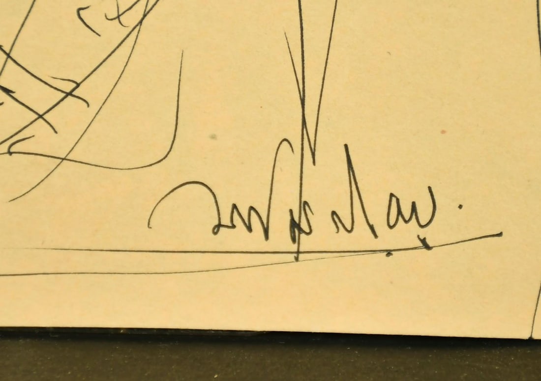 JAMINI ROY (1887–1972) – SKETCH OF A MALE FIGURE HOLDING AN OBJECT – INK ON PAPER 8.25 X 6.5 - 2