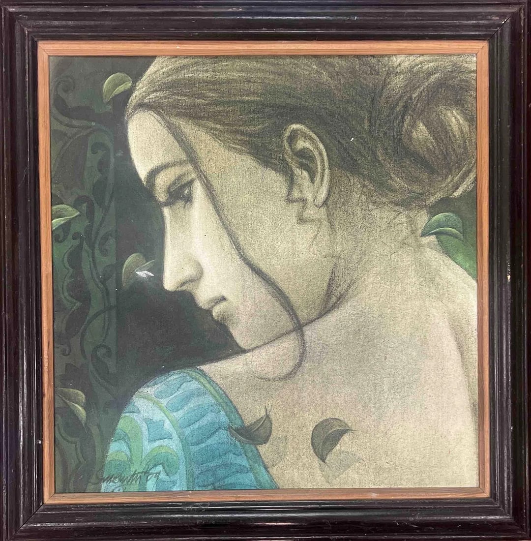 SUKANATA DAS l WOMAN IN CONTEMPLATION – SERENE PROFILE PORTRAIT: SUKANATA DAS l WOMAN IN CONTEMPLATION – SERENE PROFILE PORTRAITA GRACEFUL AND POETIC PROFILE PORTRAIT OF A WOMAN, RENDERED IN MUTED EARTH TONES AND SOFT SHADING. THE ARTIST CAPTURES A MOMENT OF