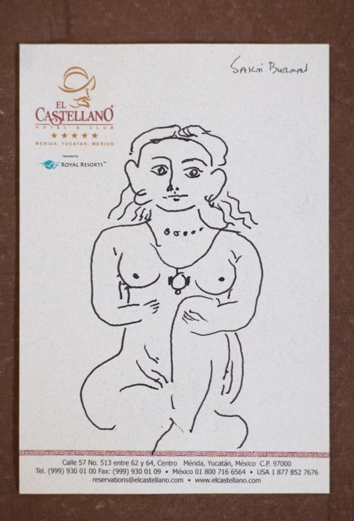 SAKTI BURMAN (B. 1935) UNTITLED SIGNED PEN AND INK ON PAPER SIZE: 5.25 X 3.5 IN: SAKTI BURMAN (B. 1935)UNTITLEDSIGNED ‘SAKTI BURMAN’ (UPPER RIGHT)MEDIUM: PEN AND INK ON PAPERSIZE: 5.25 X 3.5 INCHES THIS INTIMATE PEN-AND-INK DRAWING BY SAKTI BURMAN PRESENTS A SIMPLIFIED