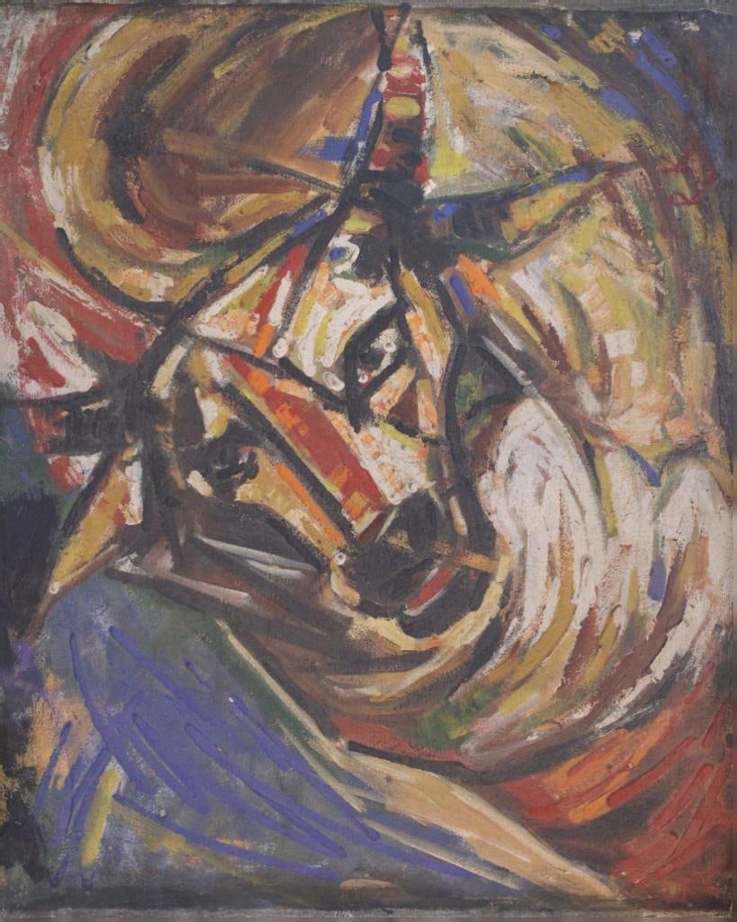 RAMKINKAR BAIJ (1910–1980) UNTITLED CIRCA 1960s MIXED MEDIA ON CANVAS SIGNED IN BENGALI 24 X: RAMKINKAR BAIJ (1910–1980)UNTITLED (ABSTRACTED FIGURAL COMPOSITION)CIRCA 1960sMIXED MEDIA ON CANVASSIGNED IN BENGALISIZE: 24 X 20 INCHES AN IMPORTANT AND EXPRESSIVE WORK BY RAMKINKAR BAIJ, ONE OF