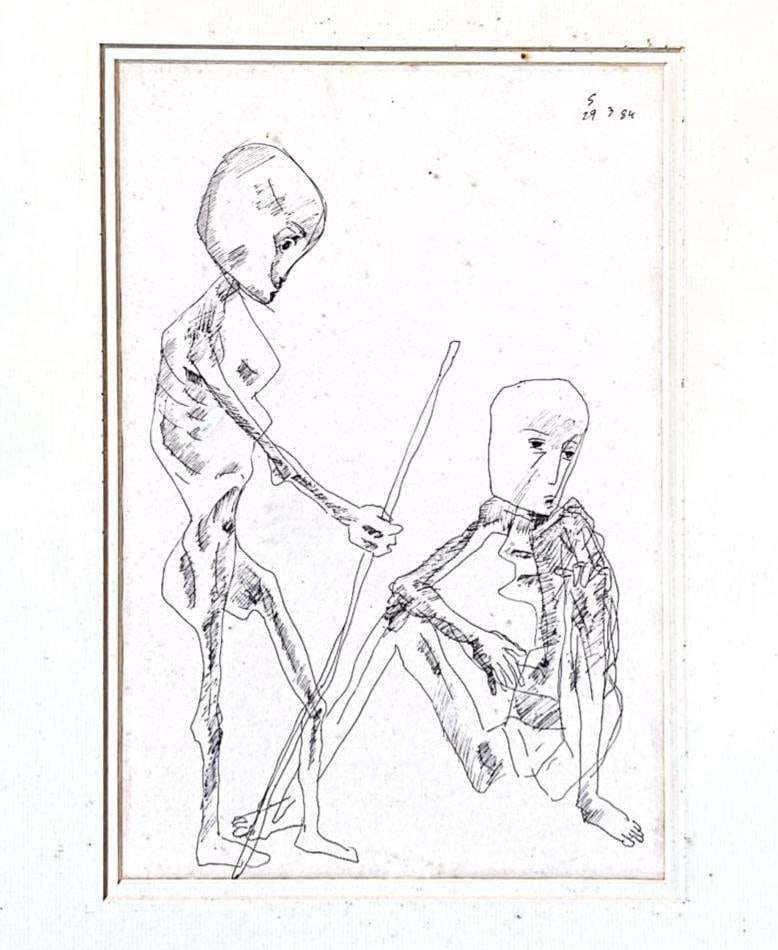 SOMNATH HORE (1921-2006) SKETCH ON PAPER 21 x 25 Inches: SOMNATH HORE (1921-2006) SKETCH ON PAPER 21 x 25 Inches THESE WORKS ARE HIGHLY SOUGHT AFTER, MUCH LIKE THOSE BY RENOWNED ARTISTS SUCH AS M.F. HUSAIN, S.H. RAZA, F.N. SOUZA, AKBAR PADAMSEE,