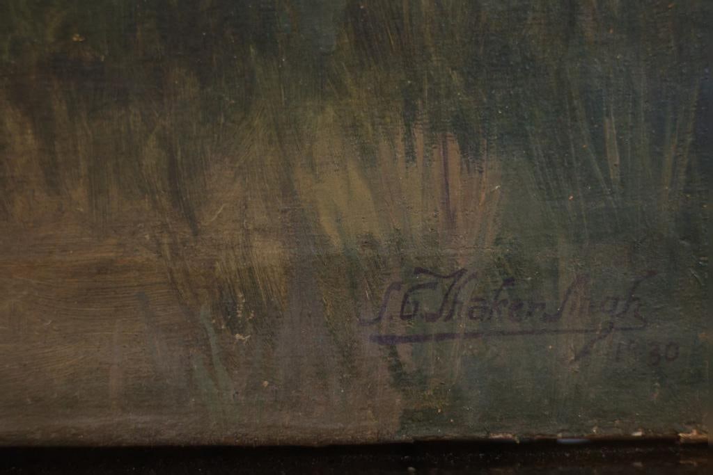 SG THAKUR SINGH UNTITLED (RIVERSIDE LANDSCAPE AT DUSK) OIL ON CANVAS 39 X 27 IN - 2