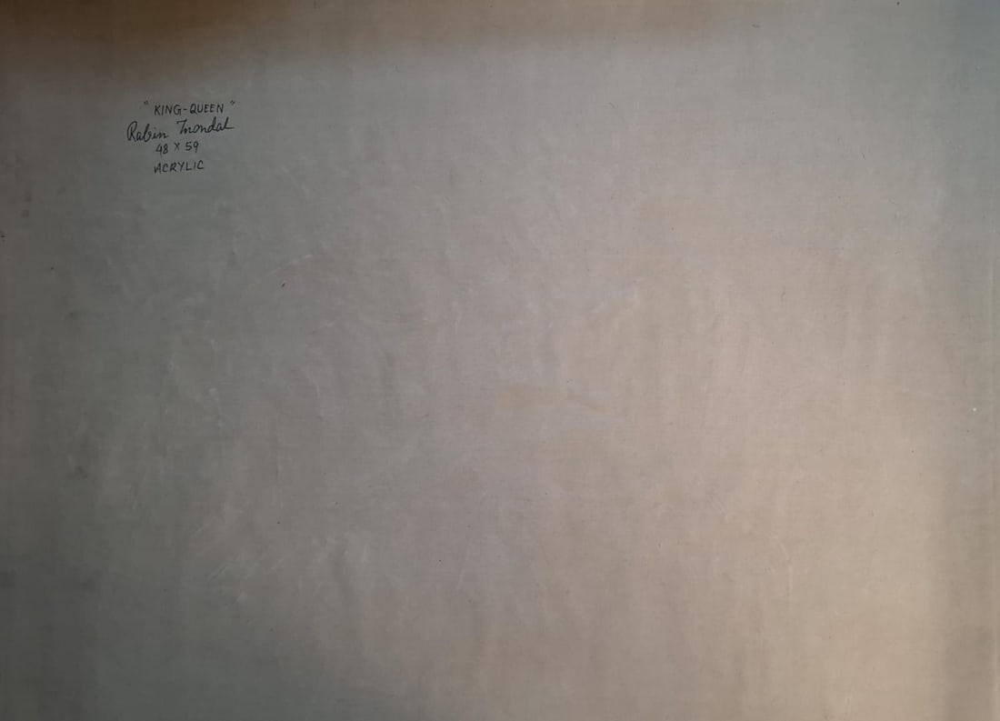 RABIN MONDAL (INDIAN,1929-2019) KING & QUEEN ACRYLIC ON CANVAS 59 × 48 IN 2017 - 7