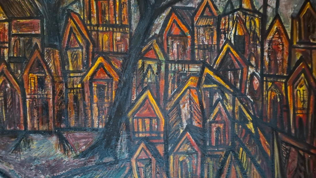 F.N. SOUZA (1924–2002) UNTITLED (TOWNSCAPE) 1964 OIL ON CANVAS 35 X 53.5 IN SIGNED UPPER LEFT - 3