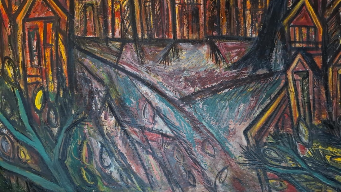 F.N. SOUZA (1924–2002) UNTITLED (TOWNSCAPE) 1964 OIL ON CANVAS 35 X 53.5 IN SIGNED UPPER LEFT - 5