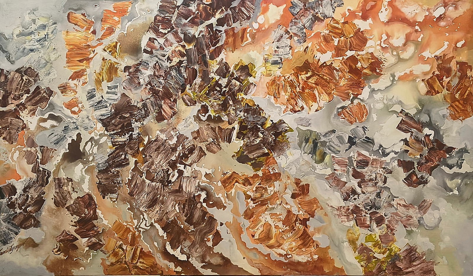 SONALI S IYENGAR WHISPERS OF THE EARTH ACRYLIC ON CANVAS 68 X 40 IN SIGNED LOWER LEFT & ON REVERSE - 2