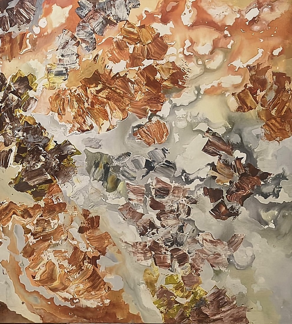 SONALI S IYENGAR WHISPERS OF THE EARTH ACRYLIC ON CANVAS 68 X 40 IN SIGNED LOWER LEFT & ON REVERSE - 3