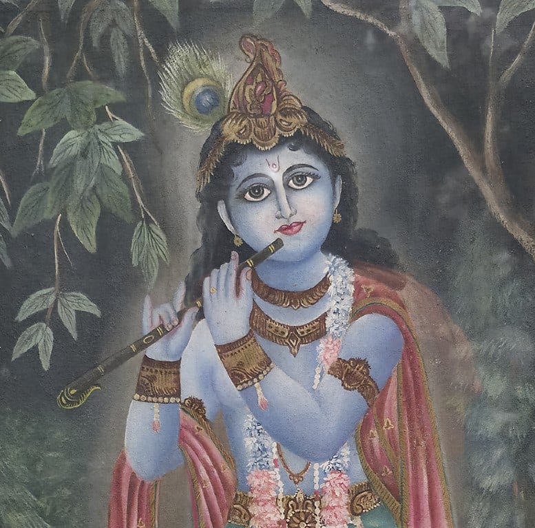 LORD KRISHNA WITH FLUTE l OIL ON CANVAS l UNSIGNED - 4