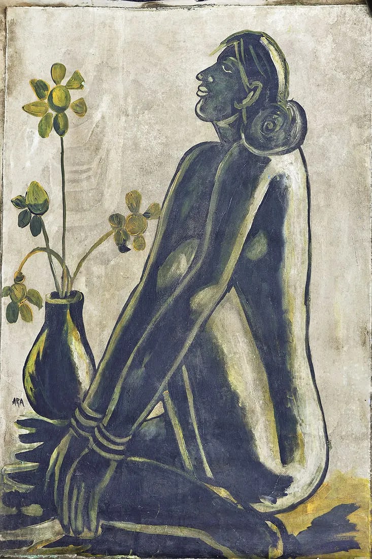 KRISHNAJI HOWLAJI ARA (1914-1985) UNTITLED, NUDE SIGNED ARA (LOWER LEFT) BLACK CHALK AND WATERCOLOUR: KRISHNAJI HOWLAJI ARA (1914-1985) UNTITLED, NUDE SIGNED ARA (LOWER LEFT) BLACK CHALK AND WATERCOLOUR 50 X 39 CM PROVENANCE: PURCHASED DIRECTLY FROM THE ARTIST. MUMBAI, PRIVATE COLLECTION PRIVATE