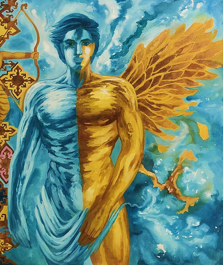 SONALI S. IYENGAR l ACRYLIC ON CANVAS l THE ARCHER AND THE ANGEL l SIGNED LOWER LEFT - 3