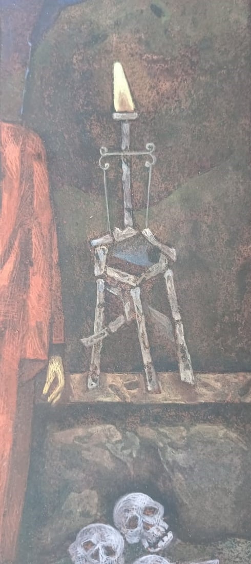 GANESH PYNE (1937–2013) UNTITLED TEMPERA ON PAPER 22 × 15 IN SIGNED LOWER RIGHT 2002 - 2