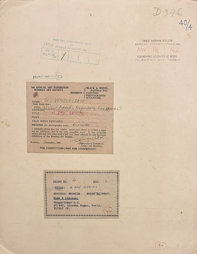 GIRISH S. VENGURLEKAR, RARE EXHIBITED PHOTOGRAPH, 1961-1966, PHOTOGRAPHIC PRINT - 2