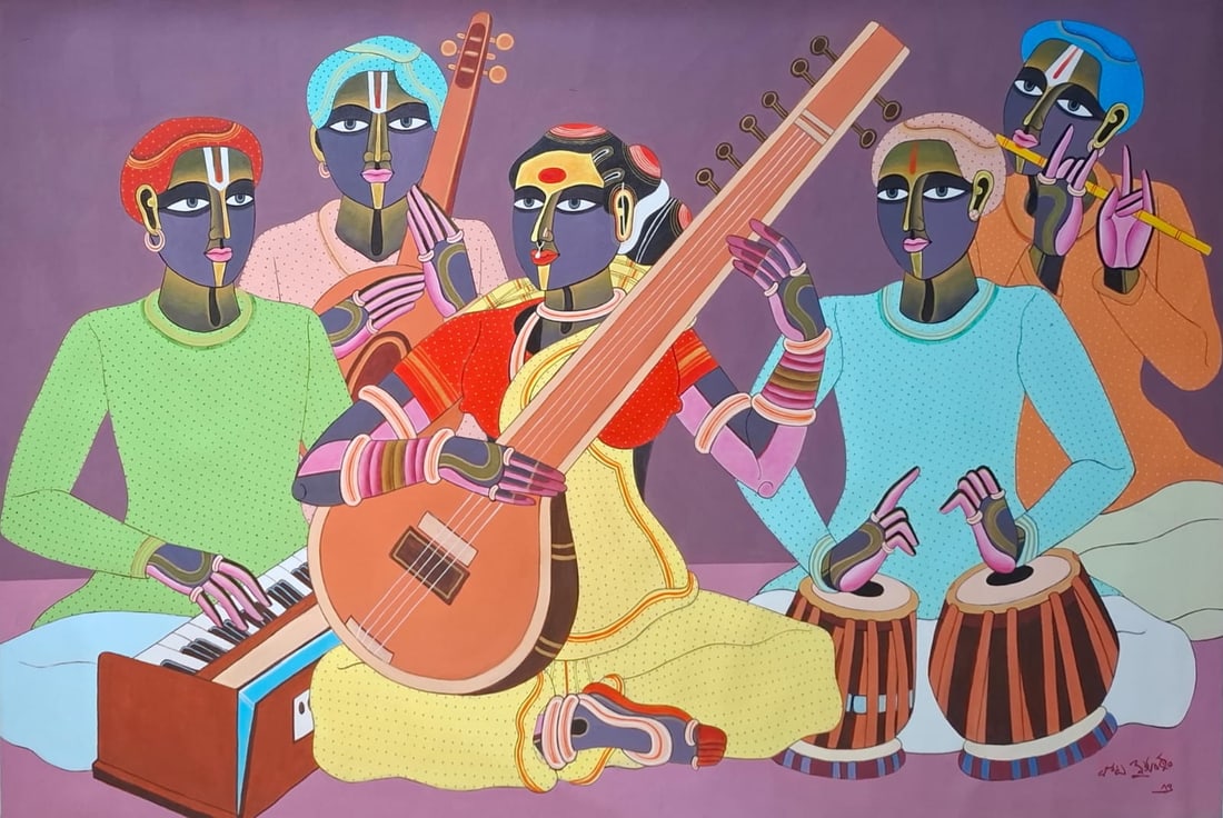 THOTA VAIKUNTAM UNTITLED (MUSICIANS) 2012 ACRYLIC ON CANVAS 48 X 71 IN (1 of 4)