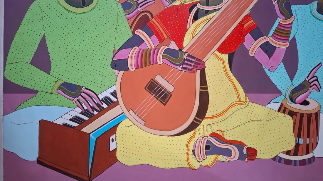 THOTA VAIKUNTAM UNTITLED (MUSICIANS) 2012 ACRYLIC ON CANVAS 48 X 71 IN - 3