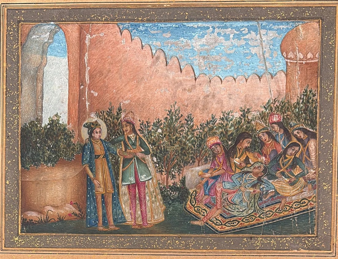 INDIAN MINIATURE PAINTING "LUCKNOW MUGHAL" POSSIBLY TALE OF SHIRIN - 2