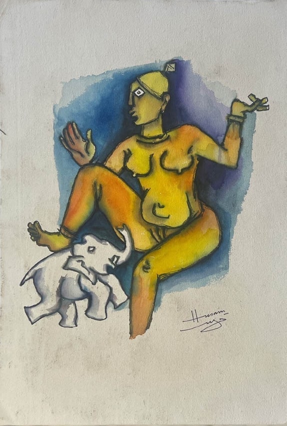 MAQBOOL FIDA HUSAIN (1915-2011) WATERCOLOUR ON PAPER: MAQBOOL FIDA HUSAIN (1915-2011) WATERCOLOUR ON PAPER 22 X 15 INCHES THESE WORKS ARE HIGHLY SOUGHT AFTER, MUCH LIKE THOSE BY RENOWNED ARTISTS SUCH AS M.F. HUSAIN, S.H. RAZA, F.N. SOUZA, AKBAR PADAMSEE,