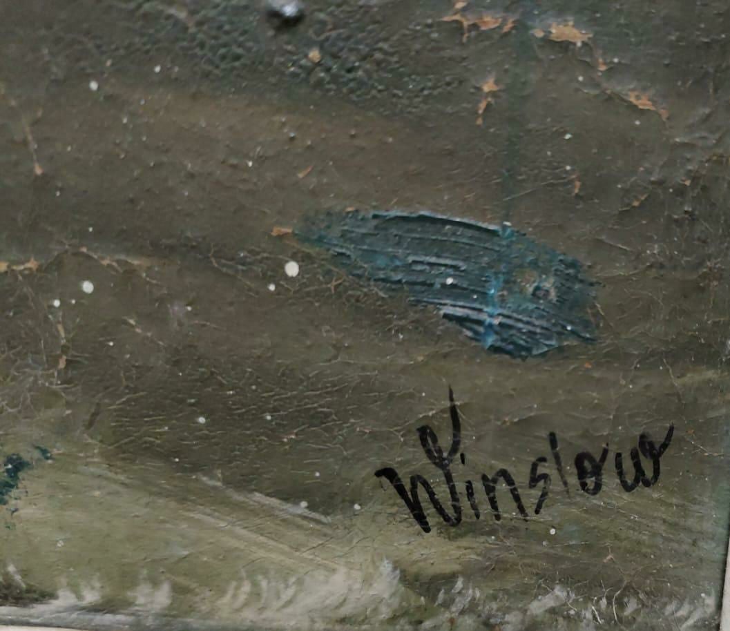 WINSLOW - SAILING SHIPS IN ROUGH SEAS – OIL ON BOARD 50 X 23 IN - 2