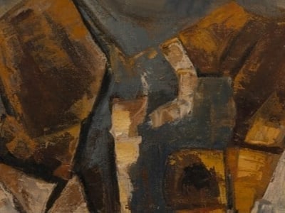 MAQBOOL FIDA HUSAIN (1915–2011) ABSTRACT FIGURATIVE COMPOSITION, OIL ON CANVAS, 1973 - 2