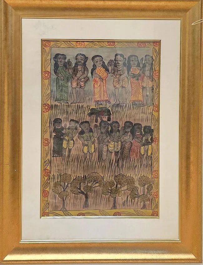 RARE BENGAL PATACHITRA – CEREMONIAL RITUAL PROCESSION WITH SACRIFICIAL OFFERING - 2